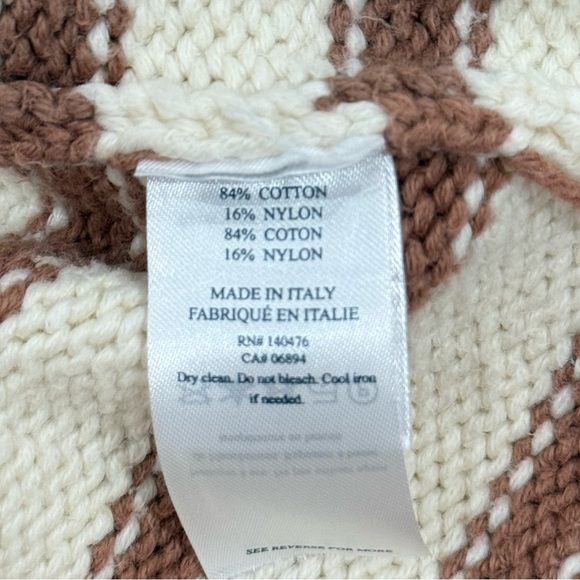 Faherty Cuddle Striped Crew Sweater Chai Stripe Cream Brown Knit Medium Rare - Picture 9 of 11